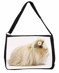 Flower in Hair Guinea Pig Large Black Laptop Shoulder Bag School/College