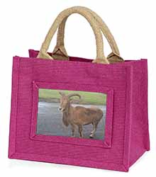 Cute Nanny Goat Little Girls Small Pink Jute Shopping Bag