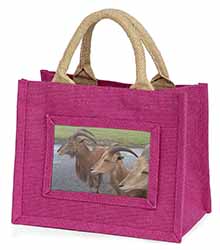 Three Cheeky Goats Little Girls Small Pink Jute Shopping Bag