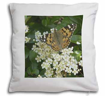 Painted Lady Butterfly Soft White Velvet Feel Scatter Cushion