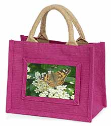 Painted Lady Butterfly Little Girls Small Pink Jute Shopping Bag