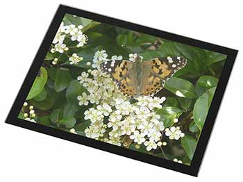 Painted Lady Butterfly Black Rim High Quality Glass Placemat