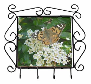 Painted Lady Butterfly Wrought Iron Key Holder Hooks