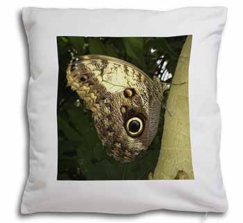 Owl Butterfly on Tree Soft White Velvet Feel Scatter Cushion