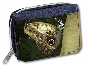 Owl Butterfly on Tree Unisex Denim Purse Wallet