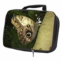 Owl Butterfly on Tree Black Insulated School Lunch Box/Picnic Bag