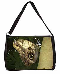 Owl Butterfly on Tree Large Black Laptop Shoulder Bag School/College