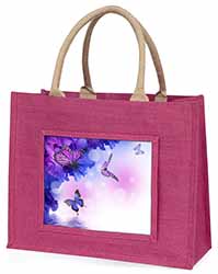 ButterFlies Large Pink Jute Shopping Bag