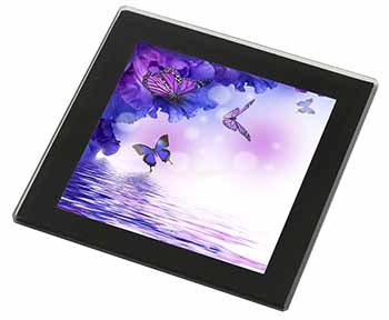 ButterFlies Black Rim High Quality Glass Coaster