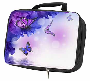 ButterFlies Black Insulated School Lunch Box/Picnic Bag