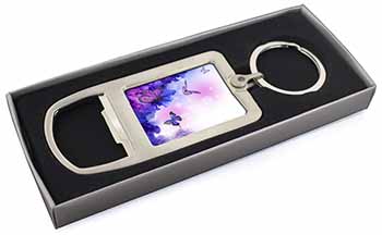 ButterFlies Chrome Metal Bottle Opener Keyring in Box