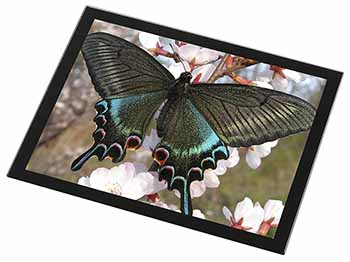 Black and Blue Butterfly Black Rim High Quality Glass Placemat