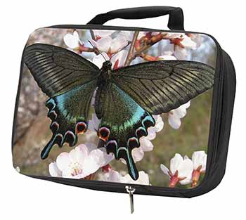 Black and Blue Butterfly Black Insulated School Lunch Box/Picnic Bag