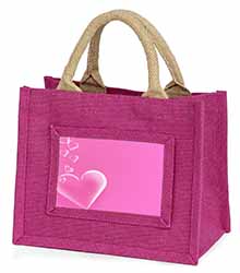 Pink Hearts Love Gift Little Girls Small Pink Jute Shopping Bag