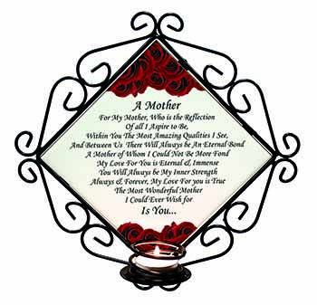 Mothers Day Poem Sentiment Wrought Iron Wall Art Candle Holder