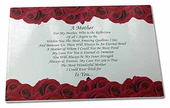 Large Glass Cutting Chopping Board Mothers Day Poem Sentiment