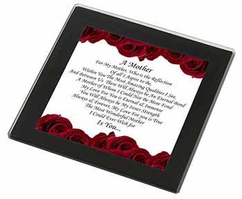 Mothers Day Poem Sentiment Black Rim High Quality Glass Coaster