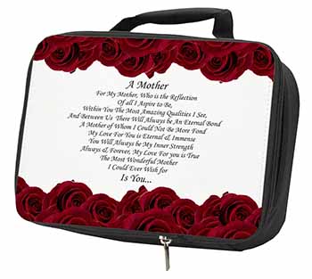 Mothers Day Poem Sentiment Black Insulated School Lunch Box/Picnic Bag