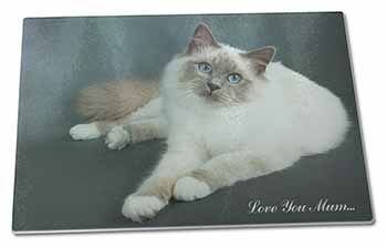 Large Glass Cutting Chopping Board Birman Cat 