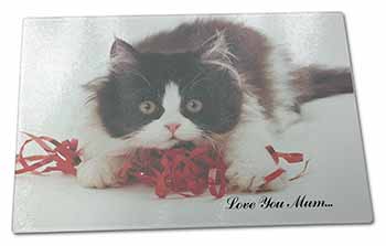 Large Glass Cutting Chopping Board Kitten 