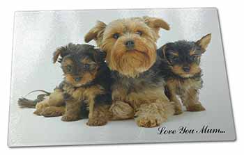 Large Glass Cutting Chopping Board Yorkshire Terriers 