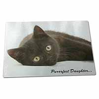 Large Glass Cutting Chopping Board Black Kitten 