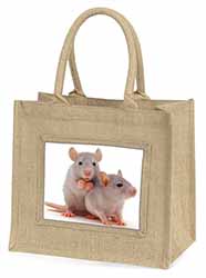 Silver Blue Rats Natural/Beige Jute Large Shopping Bag