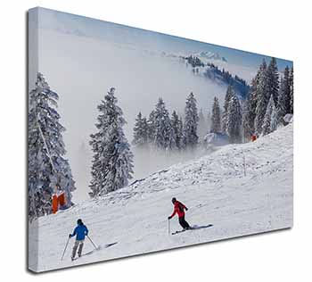 Snow Ski Skiers on Mountain Canvas X-Large 30"x20" Wall Art Print