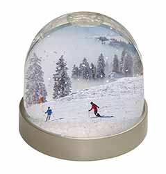 Snow Ski Skiers on Mountain Snow Globe Photo Waterball