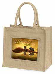 Connected to the Universe Quote Natural/Beige Jute Large Shopping Bag