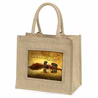 Connected to the Universe Quote Natural/Beige Jute Large Shopping Bag