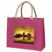 Connected to the Universe Quote Large Pink Jute Shopping Bag