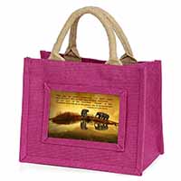 Connected to the Universe Quote Little Girls Small Pink Jute Shopping Bag