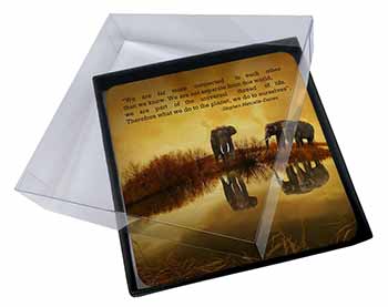 4x Connected to the Universe Quote Picture Table Coasters Set in Gift Box