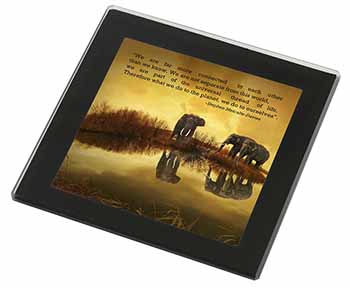 Connected to the Universe Quote Black Rim High Quality Glass Coaster