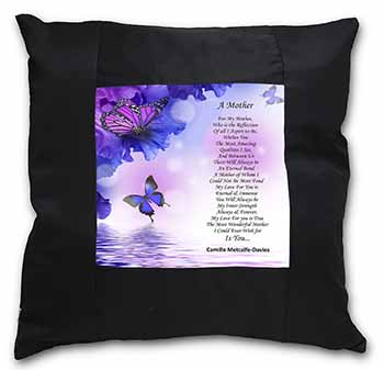 A Mother Poem Sentiment Black Satin Feel Scatter Cushion