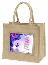 A Mother Poem Sentiment Natural/Beige Jute Large Shopping Bag