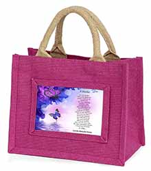 A Mother Poem Sentiment Little Girls Small Pink Jute Shopping Bag