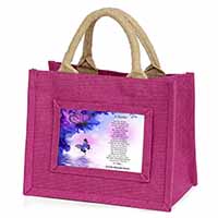 A Mother Poem Sentiment Little Girls Small Pink Jute Shopping Bag