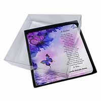 4x A Mother Poem Sentiment Picture Table Coasters Set in Gift Box