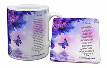 A Mother Poem Sentiment Mug and Coaster Set