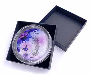 A Mother Poem Sentiment Glass Paperweight in Gift Box