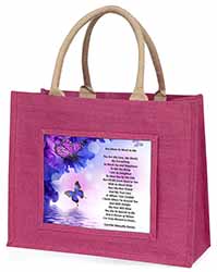 Love Poem for Someone Special Large Pink Jute Shopping Bag