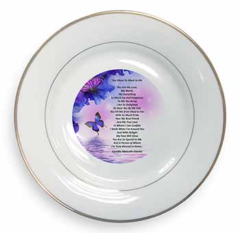 Love Poem for Someone Special Gold Rim Plate Printed Full Colour in Gift Box