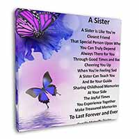 Sister Love Sentiment Poem Square Canvas 12"x12" Wall Art Picture Print