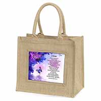 Sister Love Sentiment Poem Natural/Beige Jute Large Shopping Bag