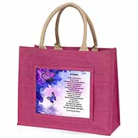 Sister Love Sentiment Poem Large Pink Jute Shopping Bag