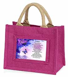 Sister Love Sentiment Poem Little Girls Small Pink Jute Shopping Bag