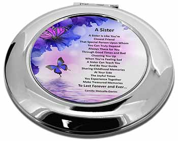 Sister Love Sentiment Poem Make-Up Round Compact Mirror