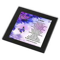 Sister Love Sentiment Poem Black Rim High Quality Glass Coaster